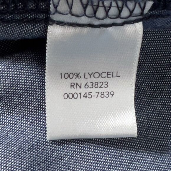 CJ Banks Chambray Lyocell Short Jacket Womens Sz X Blue Denim Flip Cuff - Picture 7 of 11